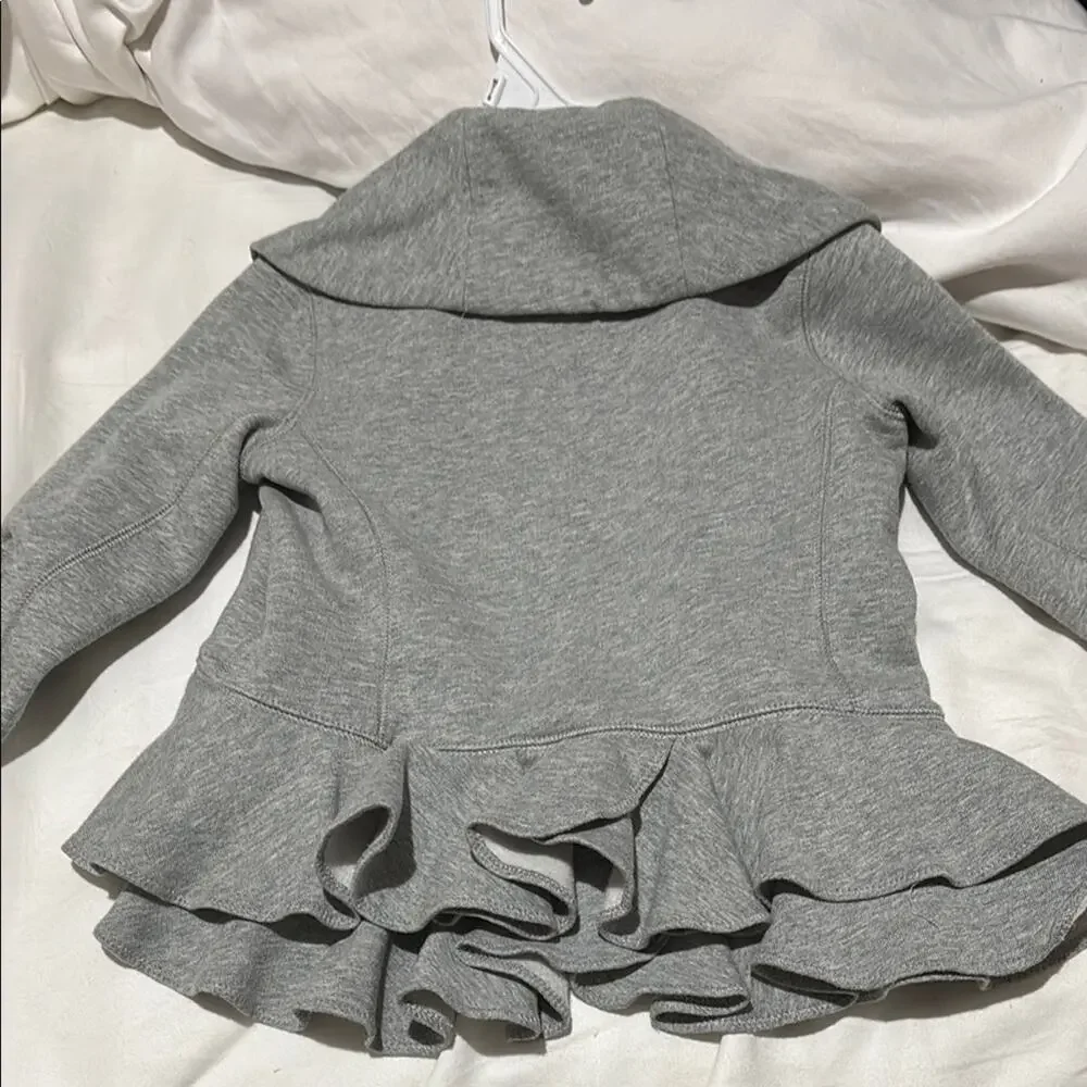 Ralph Lauren S 7 Gray Peplum sweatshirt jacket hook/eye closure euc worn once